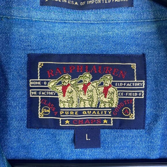 Vintage Ralph Lauren Chaps Mens L Large AOP Abstract Button Down Dress Shirt USA - Picture 5 of 10